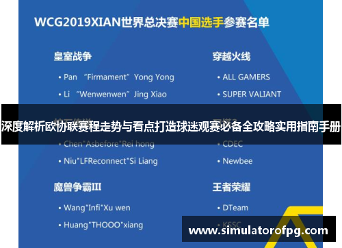 深度解析欧协联赛程走势与看点打造球迷观赛必备全攻略实用指南手册